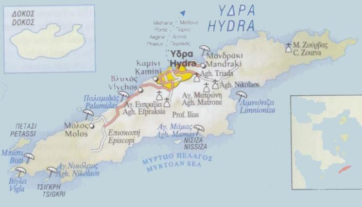 карта Гидра Греция