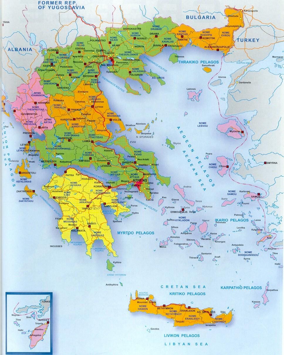 карта Греции и греческих островов