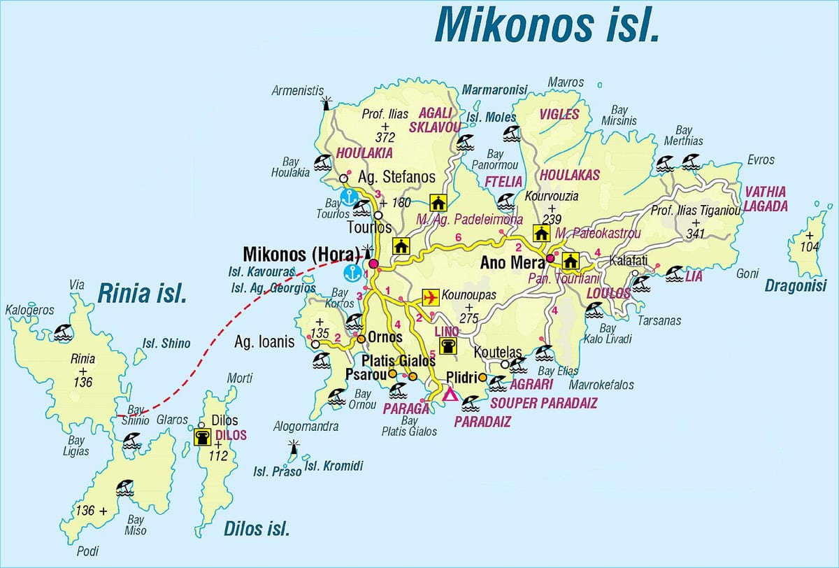 карта Миконос Греция