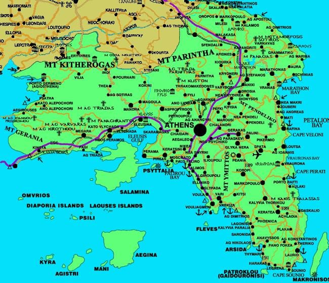 Аттика Греция карта