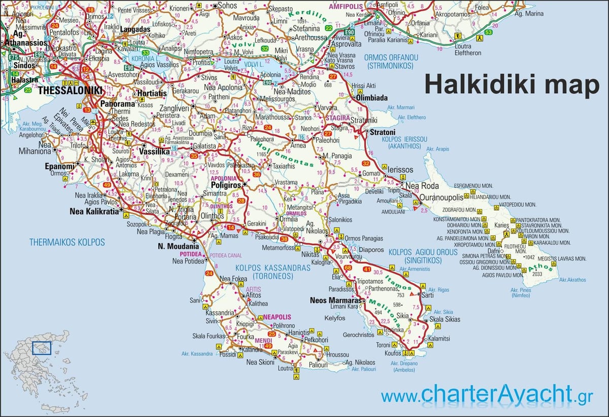 карта Греции Халкидики