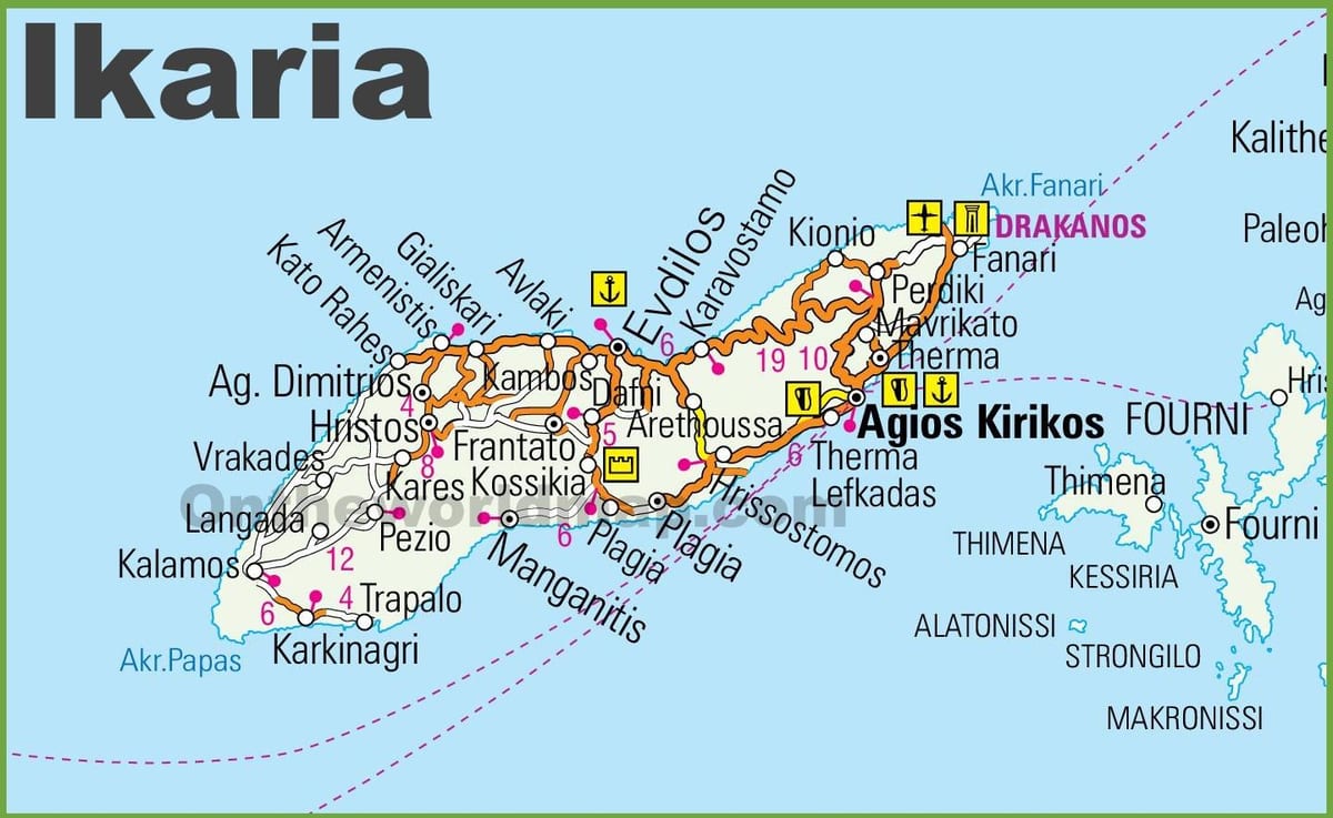 карта Икария, Греция