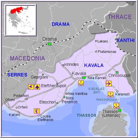 карта Кавала, Греция