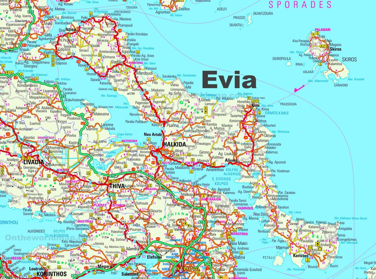 карта Эвия Греция