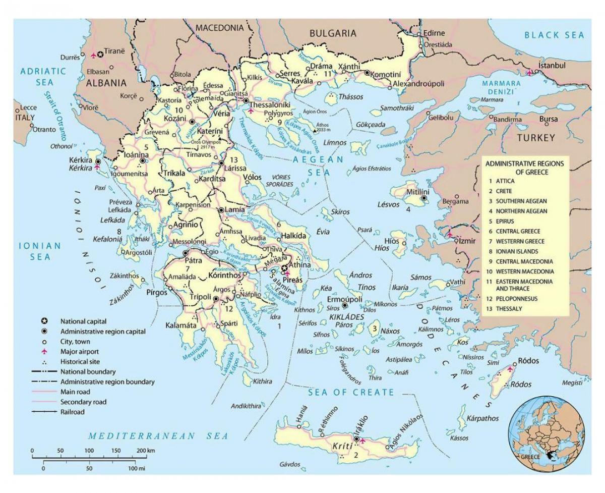 карта аэропортов Греции