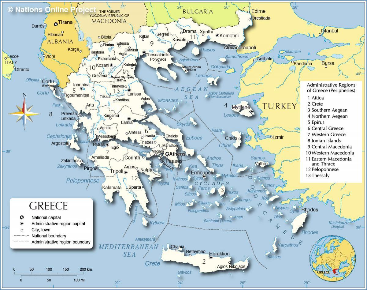 карта Греции и соседних стран