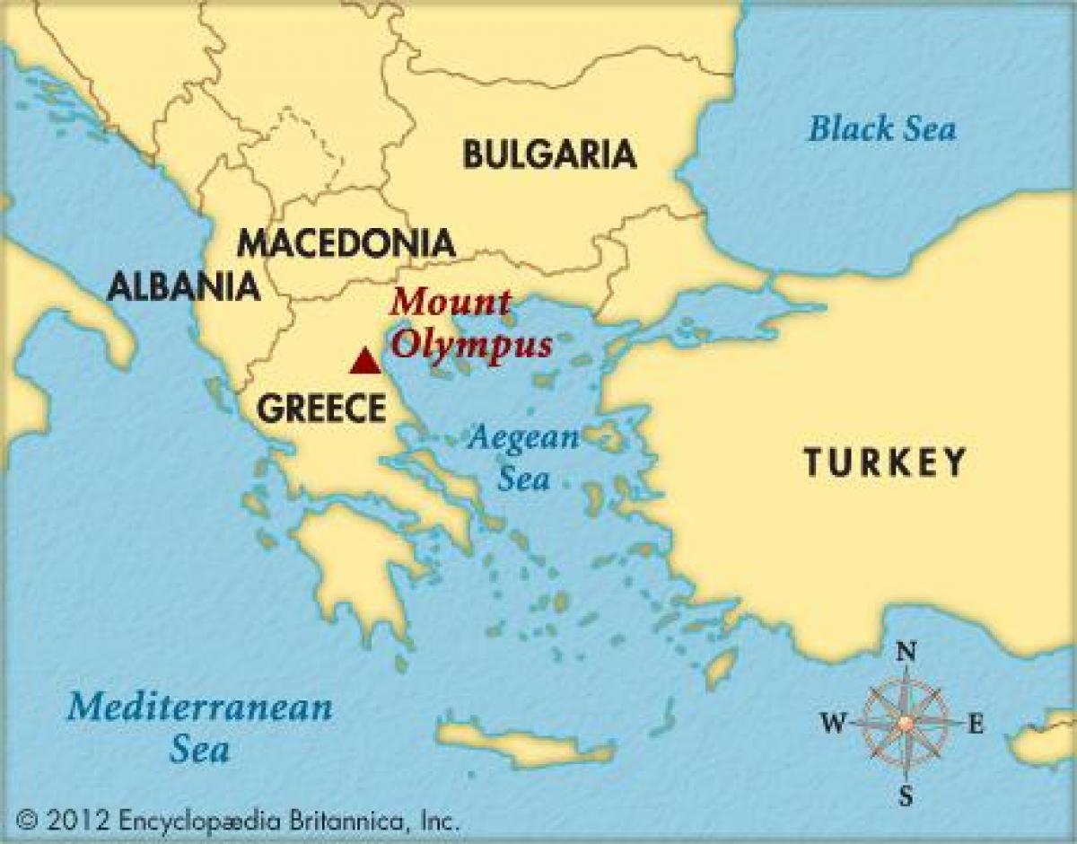 карта гора Олимп в Греции