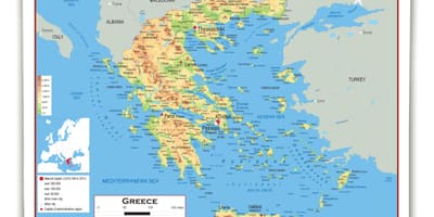Физическая карта Греции