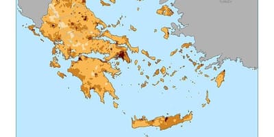 Карта плотности населения Греции