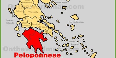 Карта Пелопоннес Греция